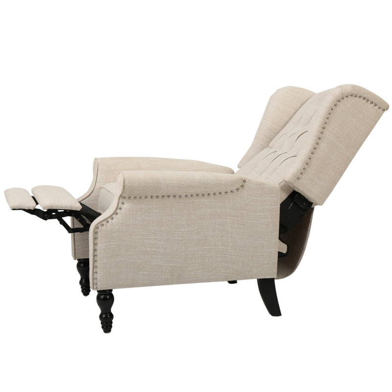 Alta Traditional 28.5" Wide Manual Wingback Recliner Chair, Light Beige, 42.5'' H x 28.5'' W x 34.5'' D