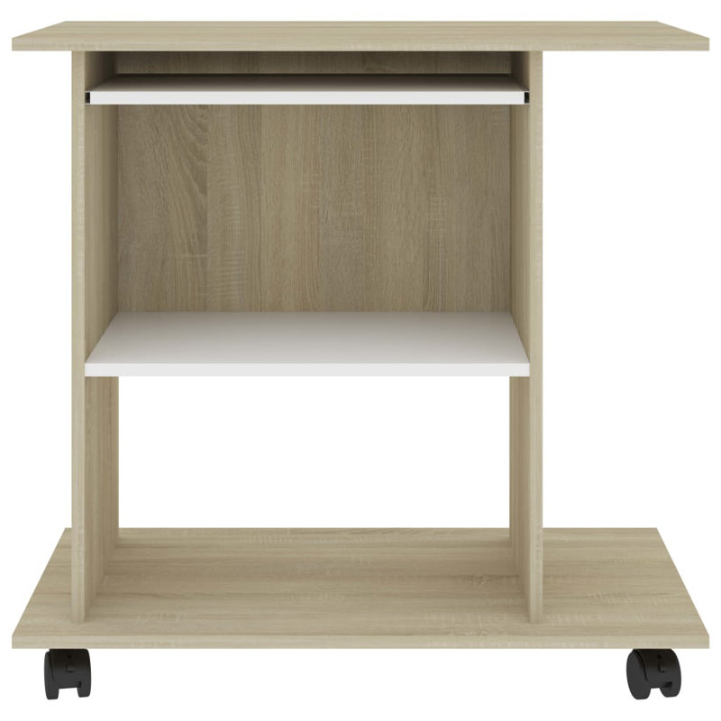 Computer Desk Gaming Desk Home Office Table with Shelf Engineered Wood, Sonoma Oak/White