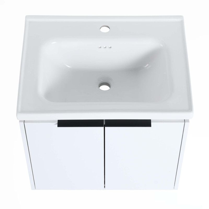 Meuble-lavabo à fermeture en douceur 60 po avec lavabo et tablettes