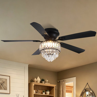 Ventilateur de plafond encastré en cristal 52 "avec lumières DEL et télécommande