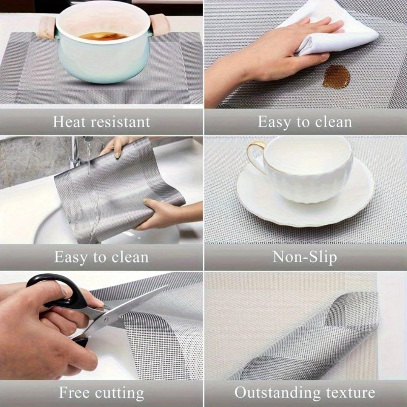 Ensemble de 4 napperons de table de salle à manger imperméables et isolants, Doré