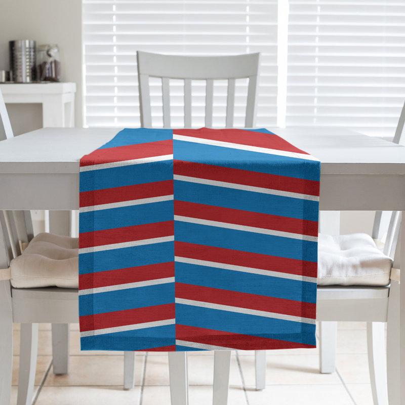Chemin de table Festive Hol, L 90 po x l 16 po, Bleu / Rouge, Polyester