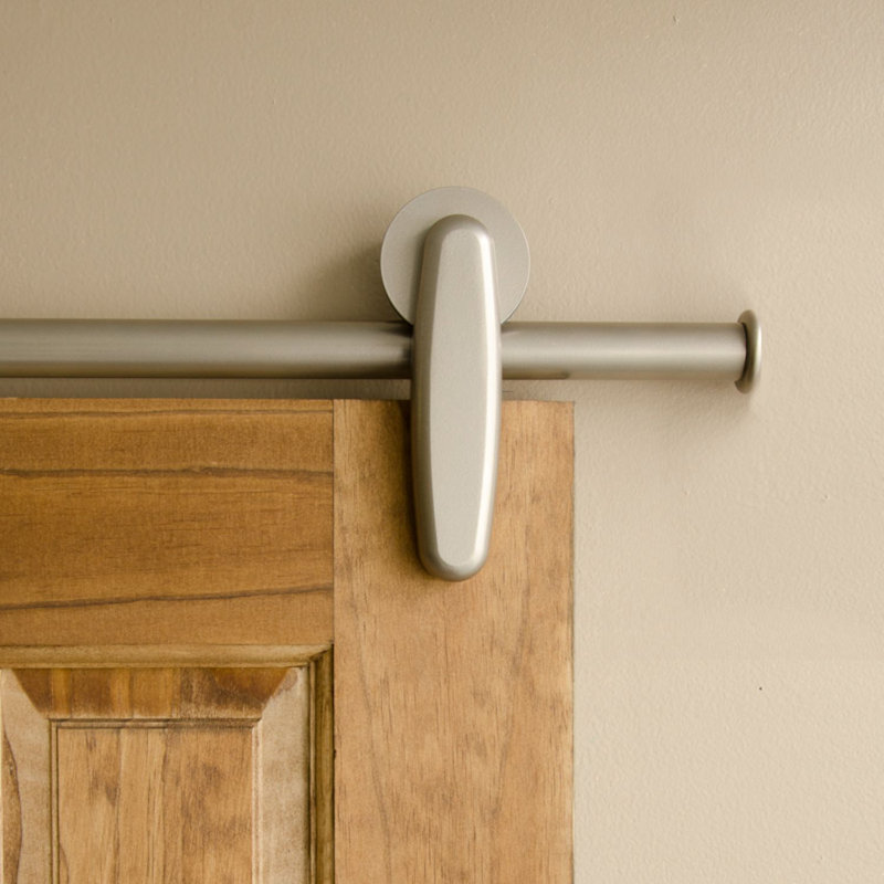 Ensemble de quincaillerie de porte de grange pour porte simple Vista, Nickel satiné