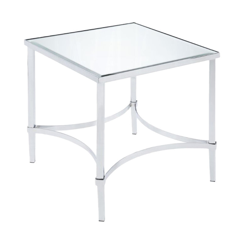 Table de bout de 22,4 po de largeur, chrome et miroir