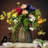 Artificial Faux Flowers in Vase, Silk Flower Arrangement Artificial Floral Table Centerpiece