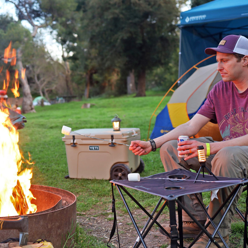 Charcoal Black Heavy-Duty Steel Frame Folding Camping Table