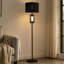 Lampe sur pied traditionnelle de 63 po avec veilleuse intégrée, abat-jour tambour noir, ampoule DEL incluse pour le salon et la chambre à coucher