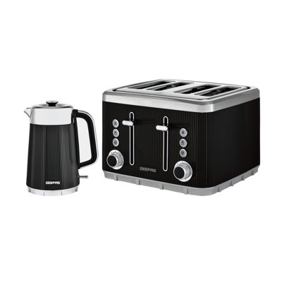 Geepas Arcus Kitchen Set 1.7L 3000W Electric Kettle, 1860W 4 Slice Toaster 7 Browning Levels