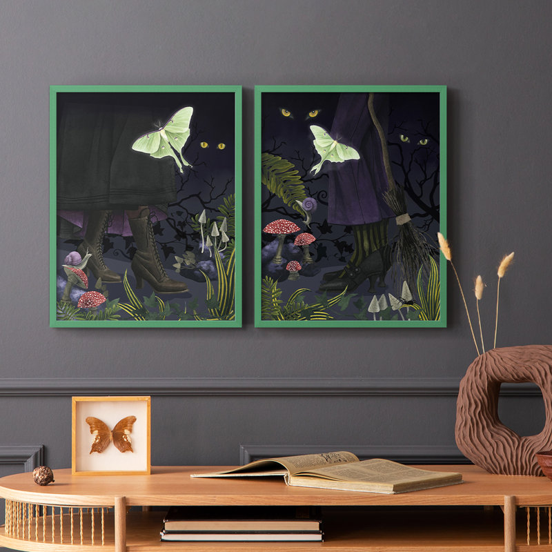 Reproduction encadrée Hallow Forest I-Premium - prête à être accrochée - aucun clou requis - aucun clou requis, Gris