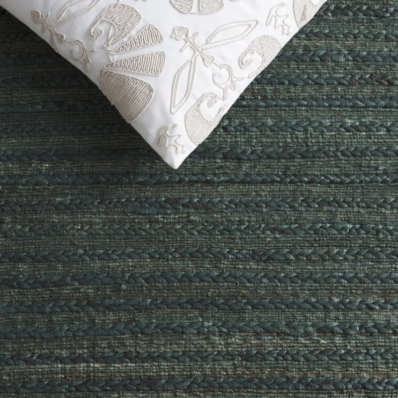 Tapis tissé à plat à la main de couleur sauge / naturel Doleman, Rectangle 10 pi x 14 pi