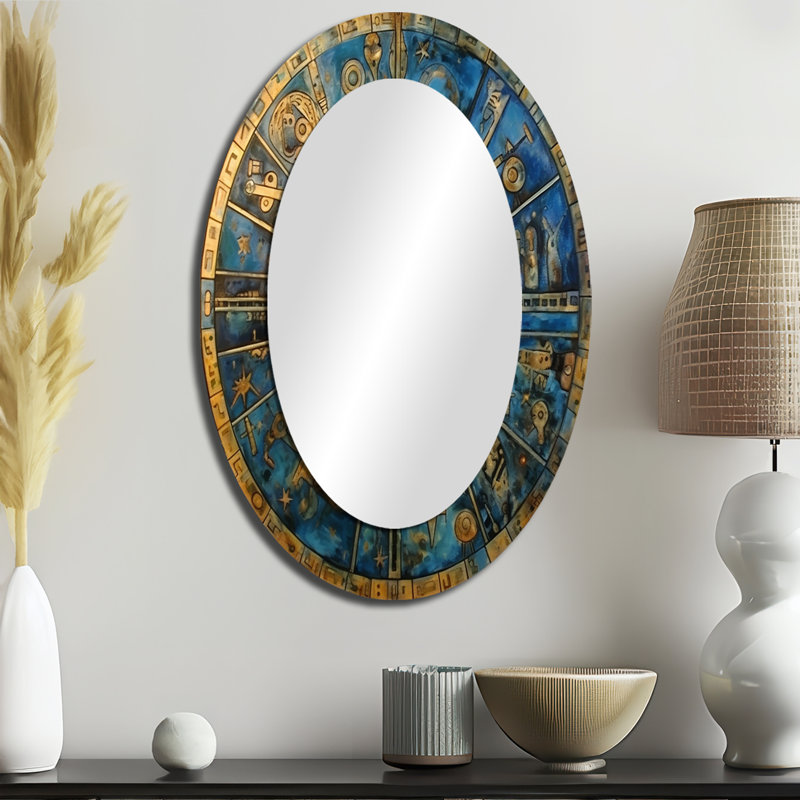 The Great Mystery Vintage Mandala Illustration - Large Oval Wall Mirror On Metal, 36" x 24"