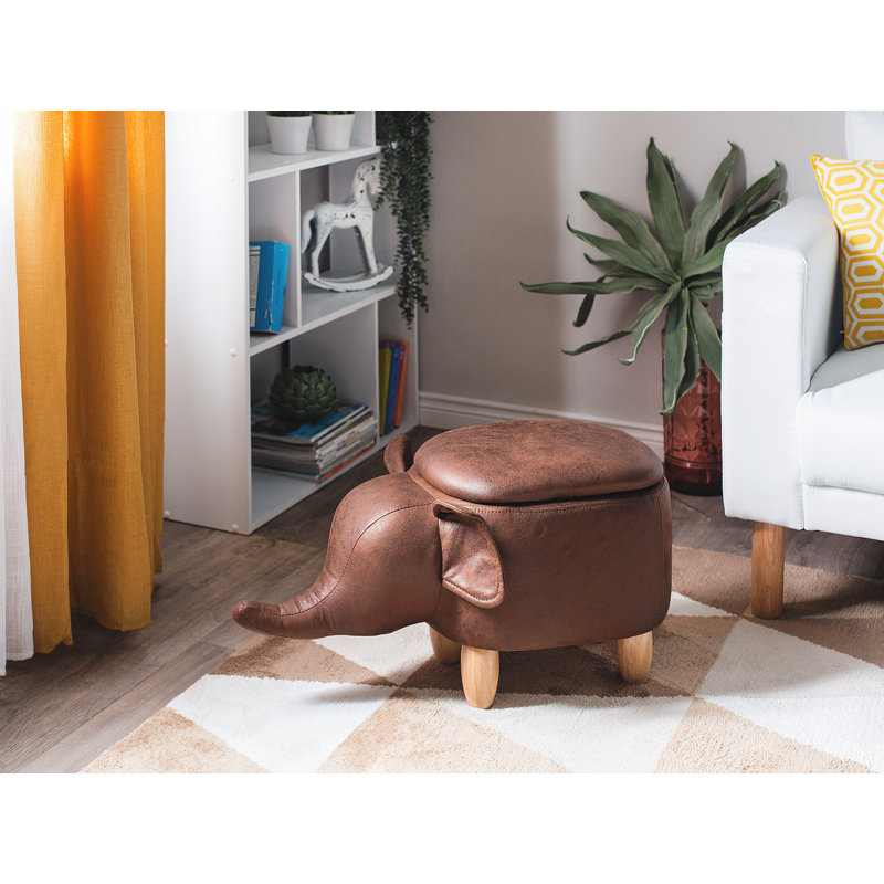 Decosta Solid Wood Accent Stool, Beige, Brown