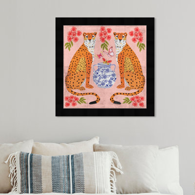 Great Mother Cheetahs - Peinture encadrée sur papier