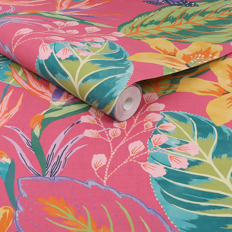  Papier peint floral, Rose