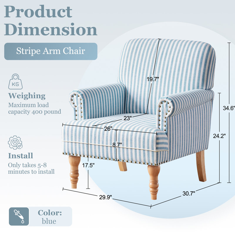 Upholstered Armchair, Blue