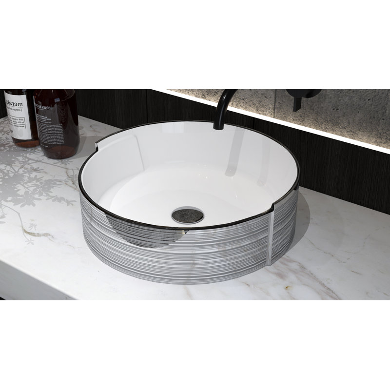 Blue Elephant 425.5mm L x 425.5mm W Circular Sink, Silver Stripe