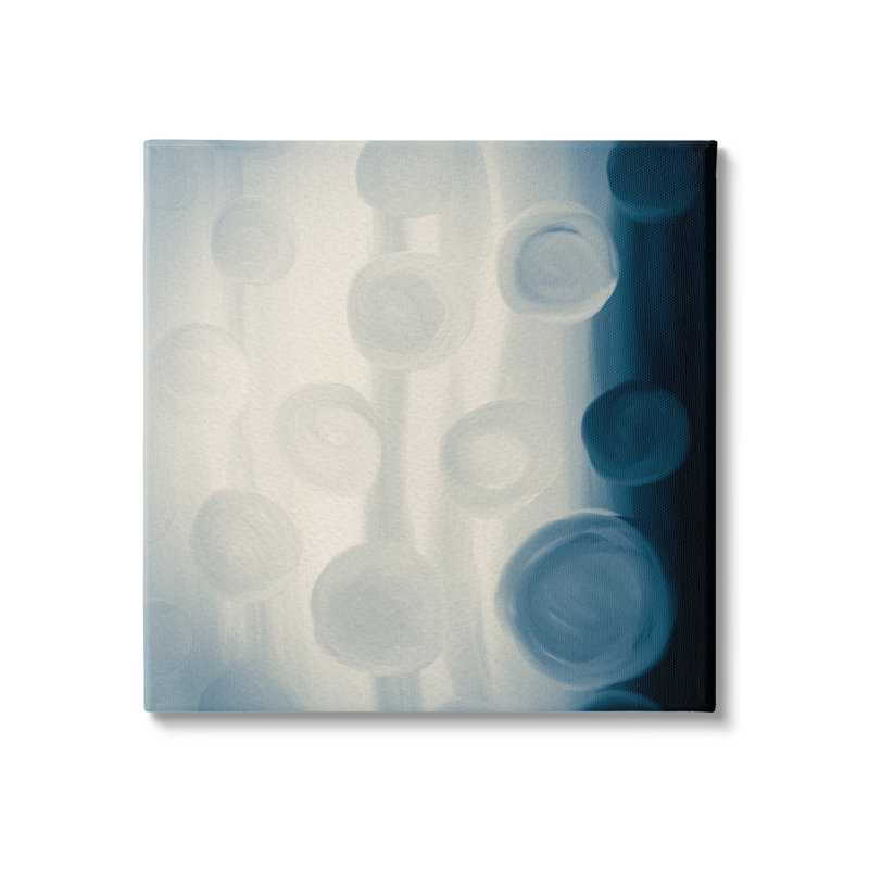 Motif de cercles abstraits d'un bleu riche par Amy Brinkman, L 17 po x H 17 po, Toile tendue