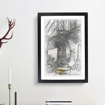 Yellow Taxi Cab in New York City - Picture Frame Painting Print