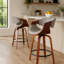 Tabouret de bar pivotant de style moderne du milieu du siècle avec revêtement en similicuir et pieds en bois - Lot de 2