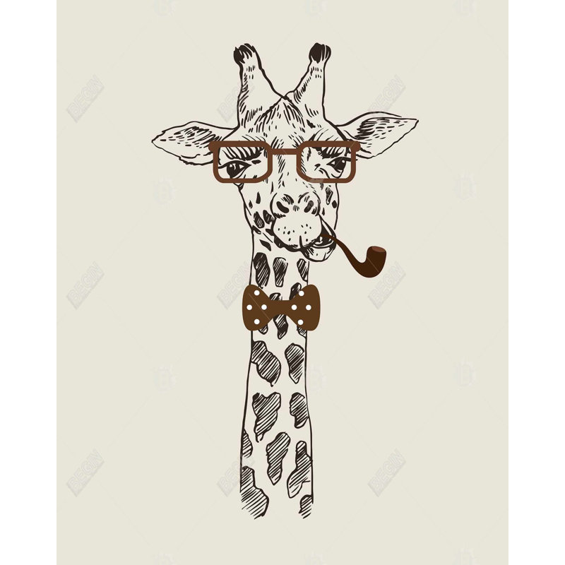 Drôle de girafe avec un tuyau imprimé sur toile