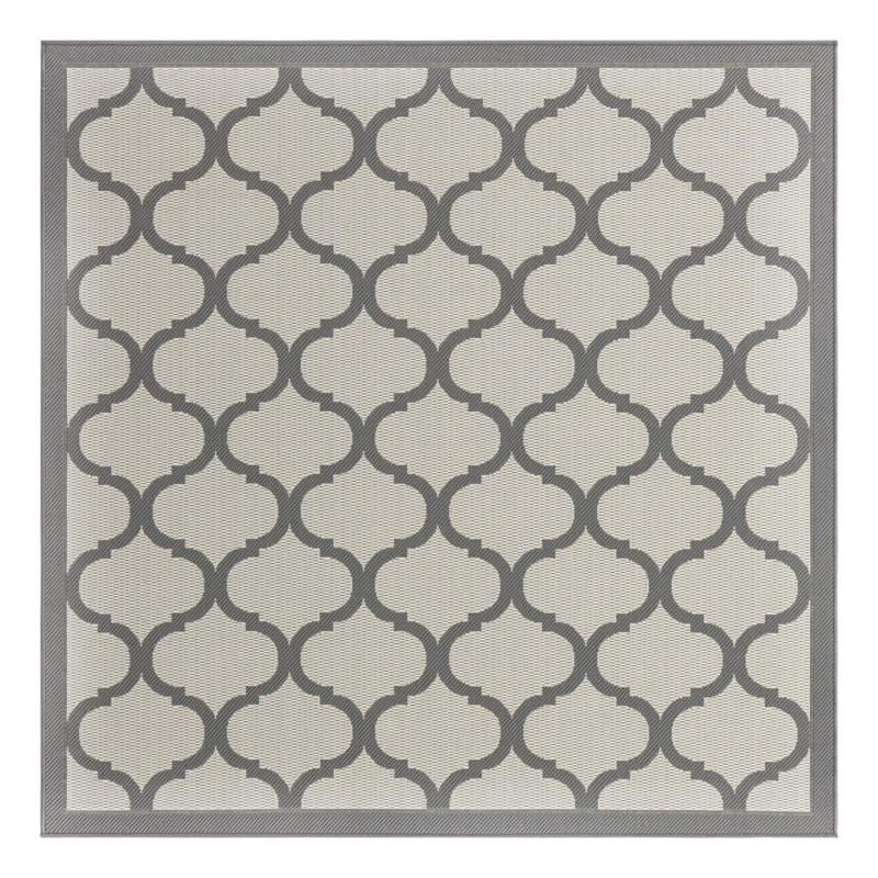 Tapis d'intérieur / extérieur géométrique gris Unionville, Carré 6 pi 1 po