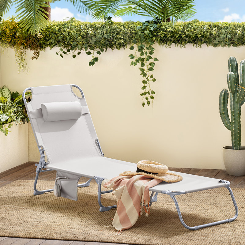 Flanderson 195cm Long Reclining Chaise Lounge Set, Beige