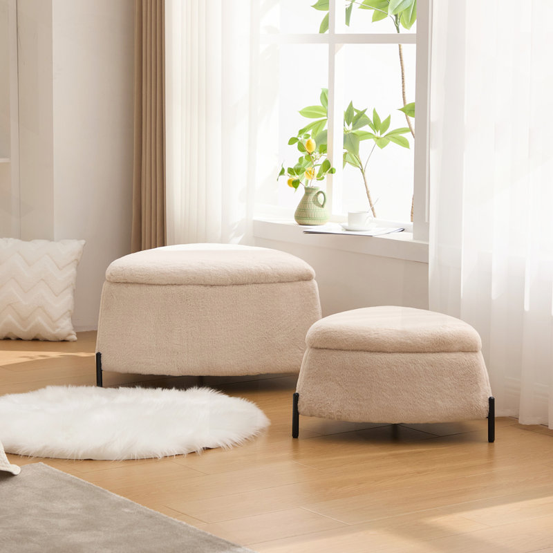 29.9"Wide 2 - Piece Upholstered Storage Ottoman Set, Beige