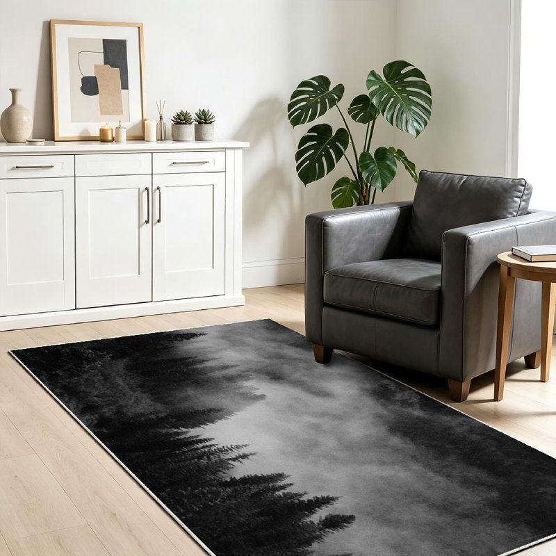 Tapis noir Washington Trees, Rectangle 39" x 63"