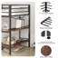 Lit mezzanine robuste avec tablette en bois de cannelle pour les enfants, peu encombrant, lit mezzanine avec échelle d'escalade facile et garde-corps, cadre de lit mezzanine pour la chambre à coucher