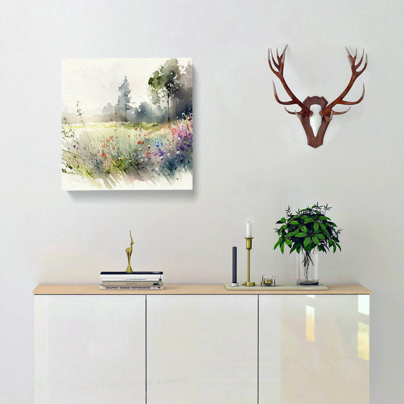 Meadow Watercolour - Wrapped Canvas, 35cm H x 35cm W x 3cm D
