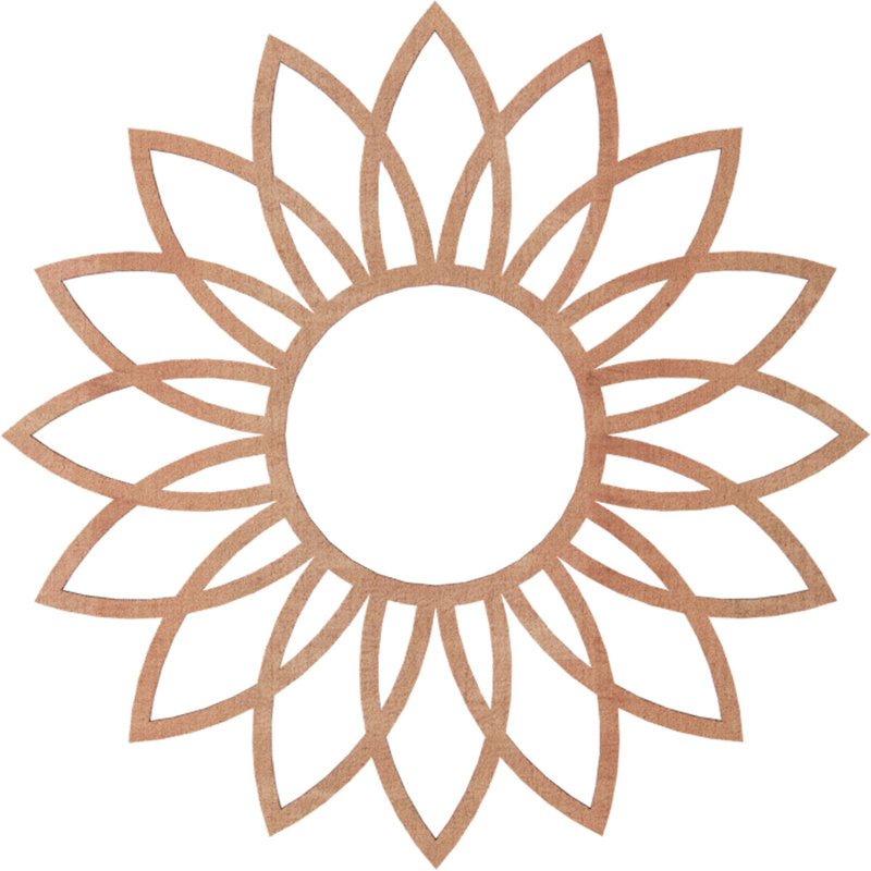 Médaillon de plafond 16 "x 16" x P 5 5/8 "x P 3/8" Daisy, H 16 po x l 16 po x P 0,38 po, Cerisier
