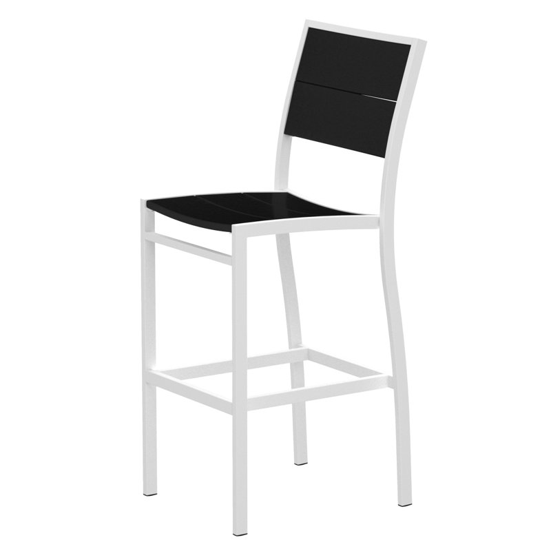 Chaise d'appoint de bar POLYWOOD Surf City, Blanc texturé / Noir anthracite