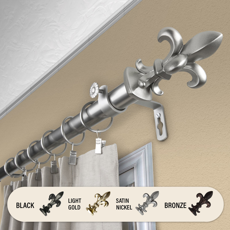 Tringle à rideaux simple Belliveau, Nickel satiné, H 2,25 po x l 48 po x P 3,63 po