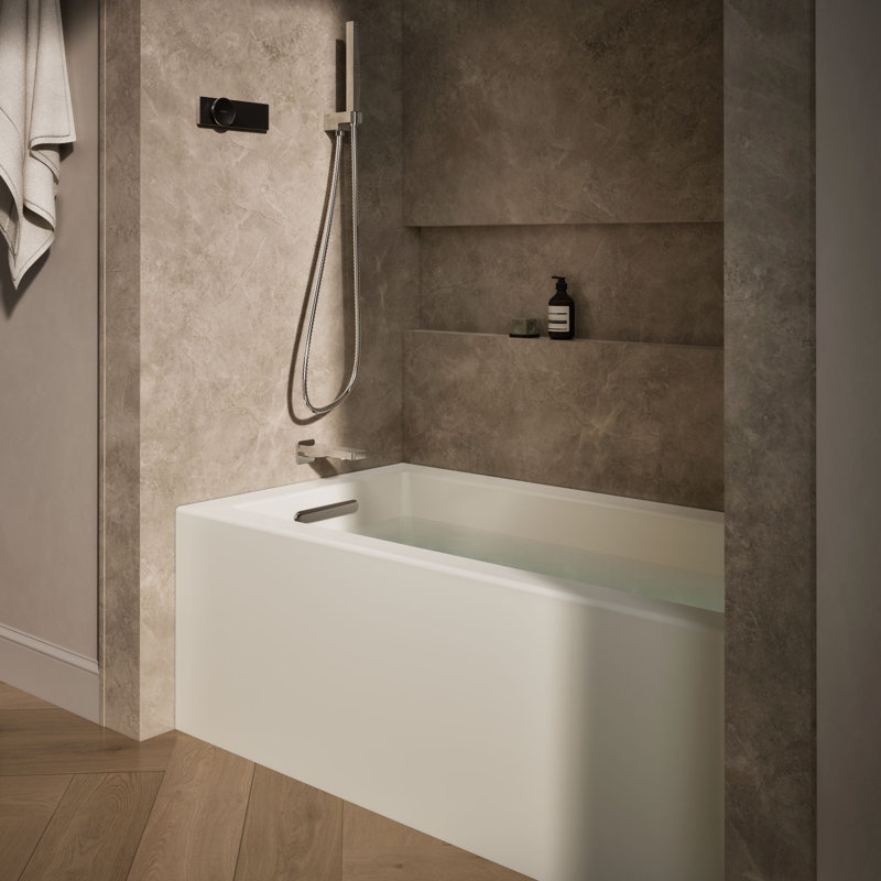 Underscore 60" x 32" Alcove Soaking Bathtub, Left, Biscuit
