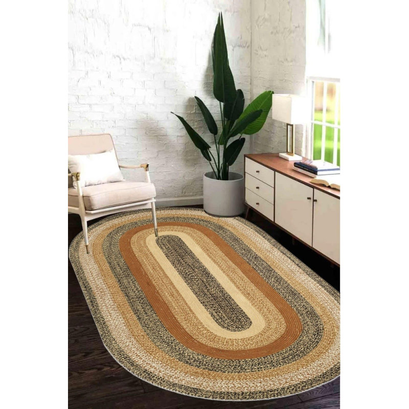 Tapis ovale en jutte avec envers antidérapant, Ovale 3 pi 3 po x 4 pi 11 po