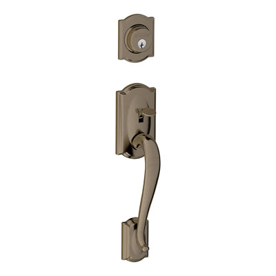 Camelot Exterior Portion Handleset with Single Cylinder Deadbolt (Interior Portion Sold Separately)