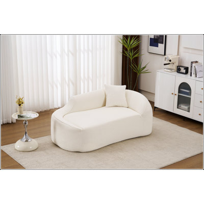 Causeuse moderne en chenille avec assise profonde, méridienne incurvée à compression pour l'intérieur, canapé-lit polyvalent avec coussin