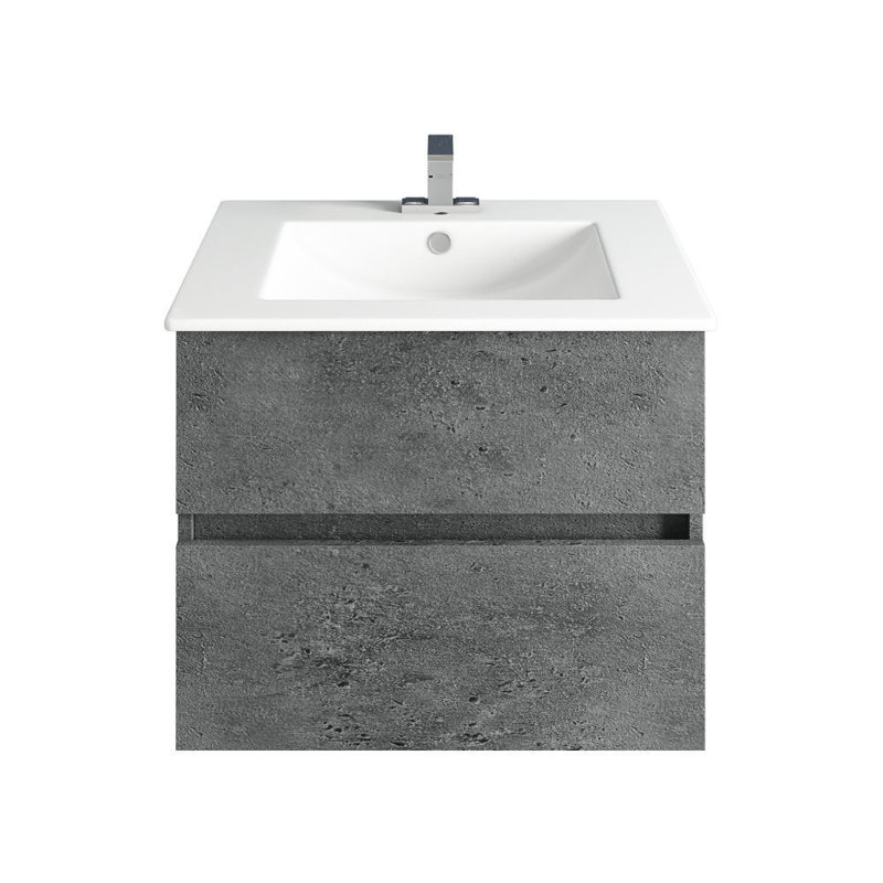 Ensemble de meuble-lavabo mural simple en béton 23,3 po