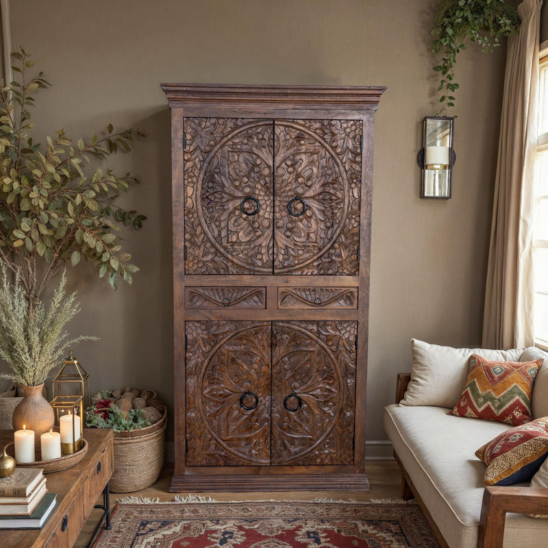 Armoire 4 portes Lancey, Brun foncé