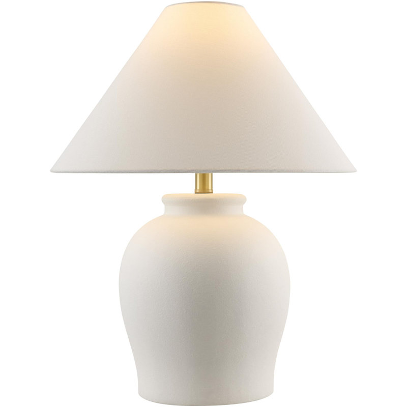 Chemise 22" Ceramic Table Lamp, White, Classic Linen