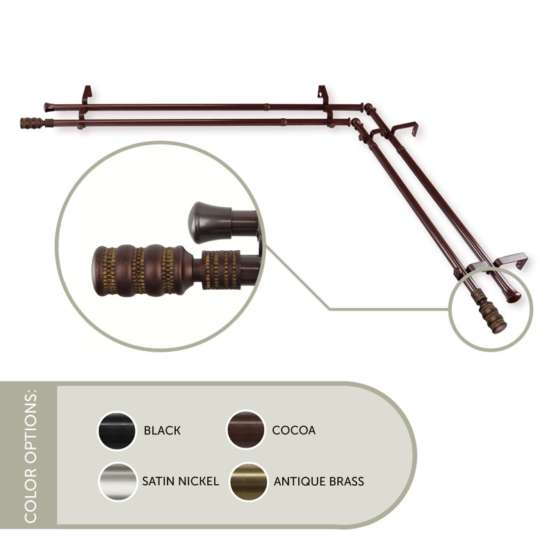 Tringle à rideaux double Parinaaz, L 28 po x l 48 po, Cacao