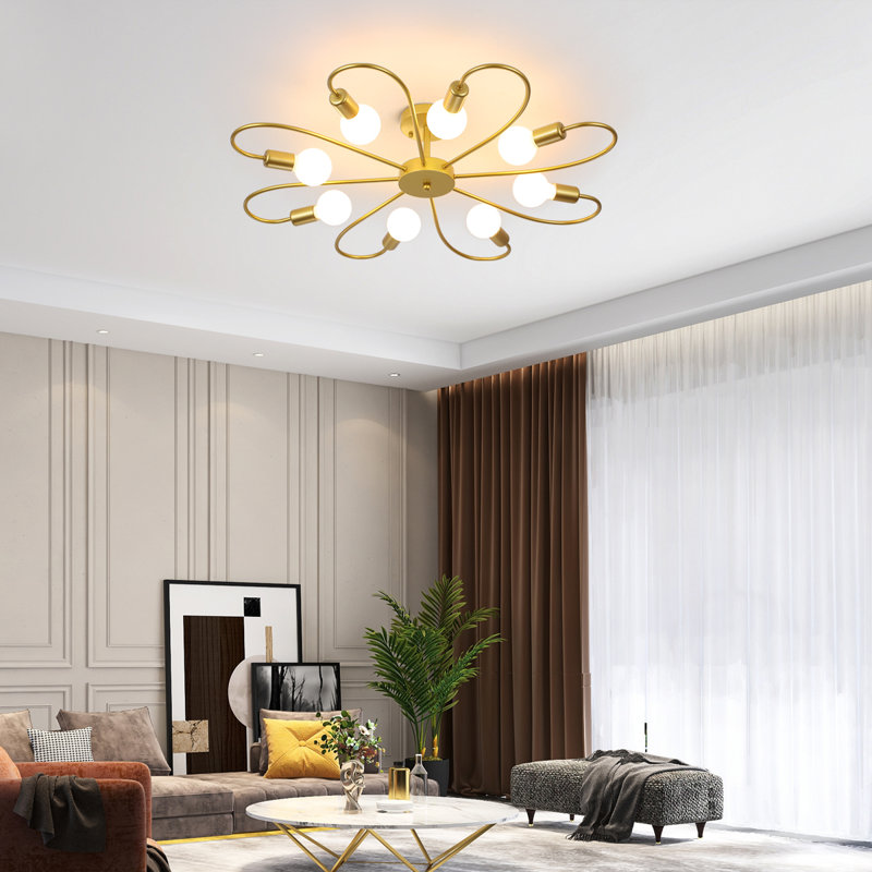 Azeriah 8-Light 84cm Semi Flush Mount, ‎Gold