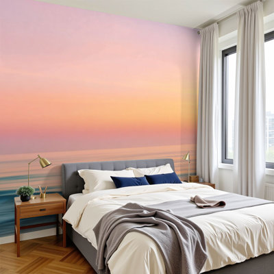 Peel and Stick Wallpaper Abstract sunrise sky ocean nature Wall Murals 100"H x 144"W Removable PVC Wall Paper Self-Adhesive Wall Decor for Bedroom Living Room Home Office