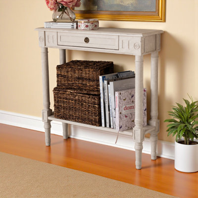 Console 1 tiroir Drewery au fini blanc délavé, H 31,22 po x l 31,21 po x P 9,61 po