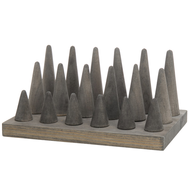 Tabletop Gray Wood Ring Holder