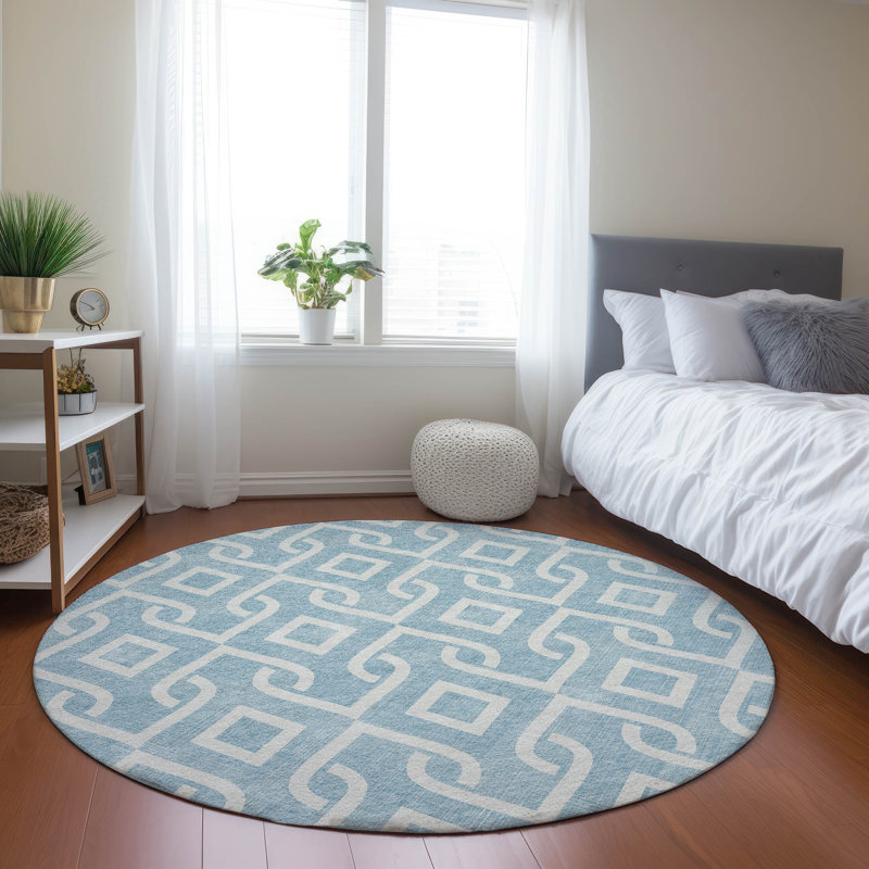 Kaylani Washable Geometric Indoor / Outdoor Rug, Round 8'