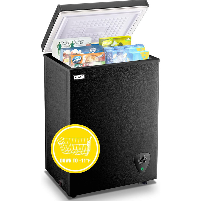WANAI Deep Small Chest Freezer 3.0 Cu.Ft, Black