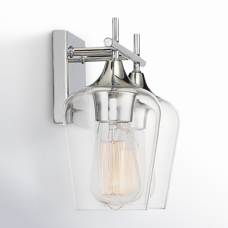 Luminaire de salle de bain à intensité variable Breena en nickel satiné, Nickel satiné, Clear