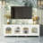 71" Antique White TV Stand Entertainment Center with Solid Wood Frame & Glass Door, Media Console for Living Room Bedroom Kids Room-1350441198