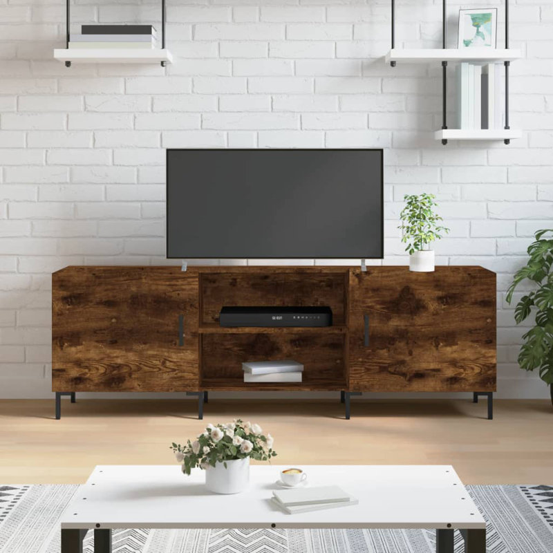 Merrilu TV Cabinet 150x30x50 cm Engineered Wood, Smoked Oak